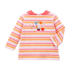 T-SHIRT MANCHES LONGUES RAYURES ROSES USAKO