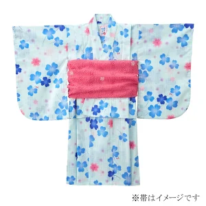 YUKATA EN COTON MOTIFS TRÈFLES BLEUS