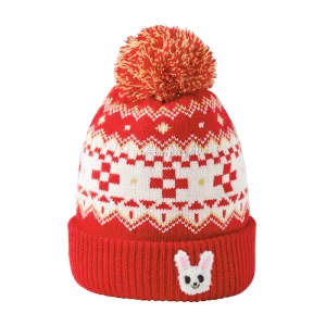 BONNET ROUGE USAKO AVEC POMPON EN LAINE