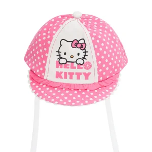 Casquette bébé Hello Kitty rose à pois 100 % coton ref 0879