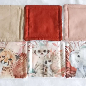 8 Lingettes bébé lavable "Savane Terracotta"