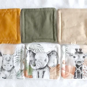 8 Lingettes bébé lavable "Savane Boho"